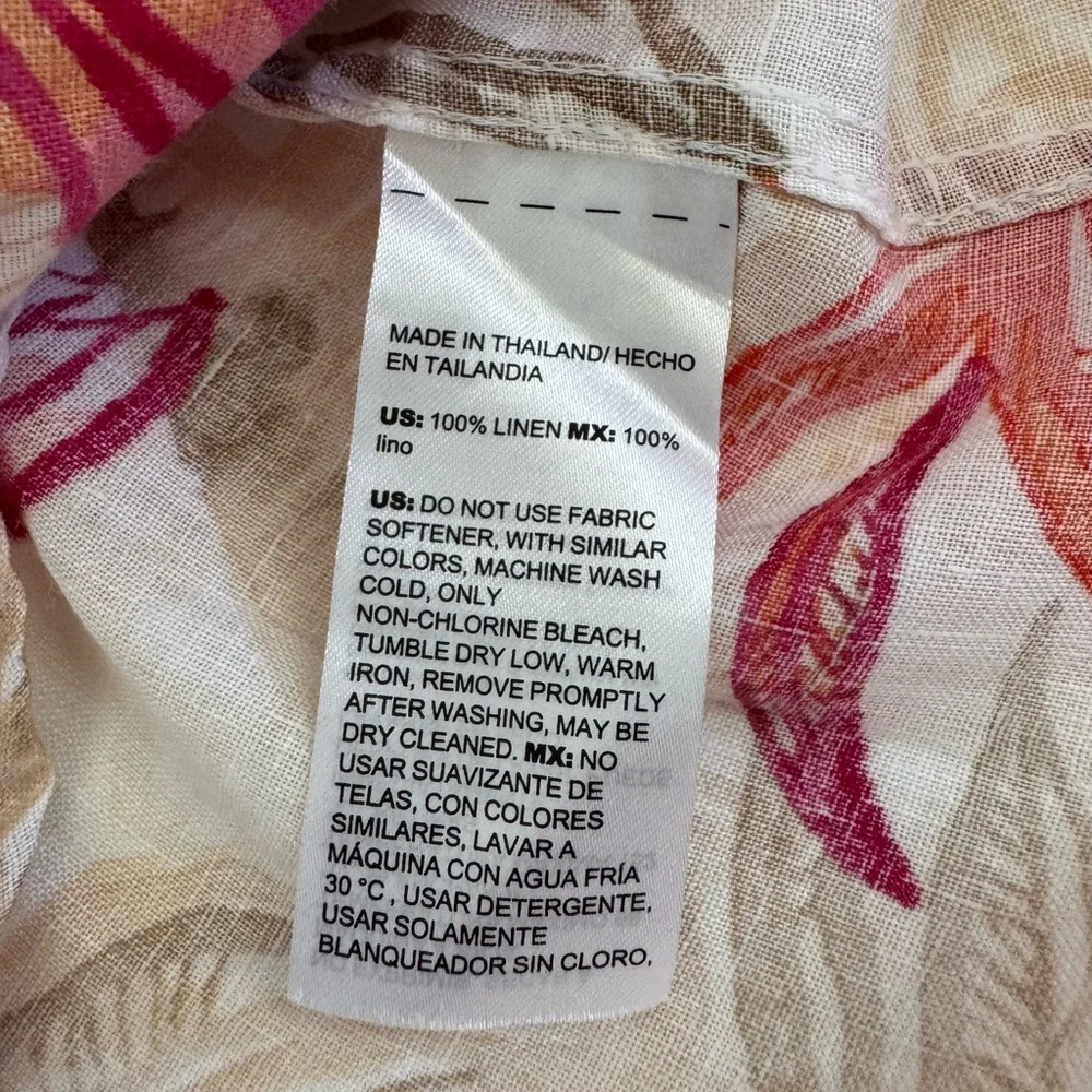 NWOT Chico’s Linen Floral Blouse 1.5 US 10 Multicolor Button Up Shirt Summer - Picture 9 of 10